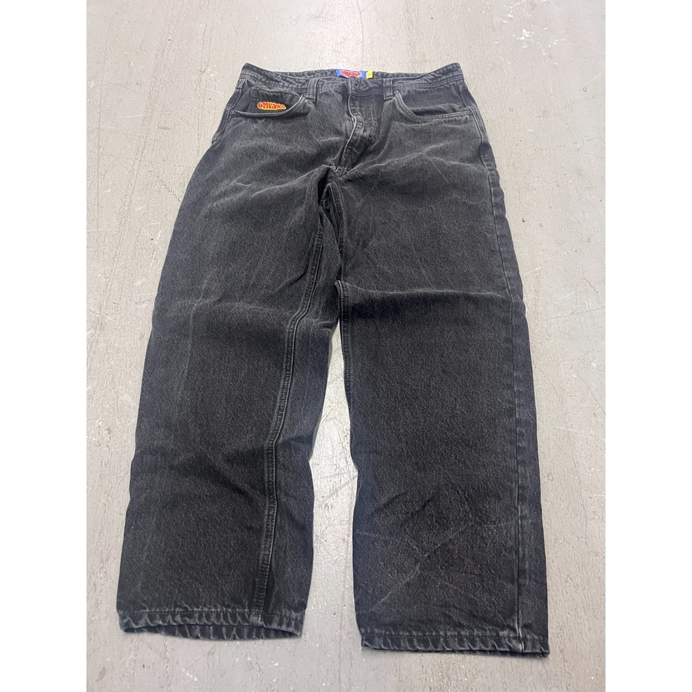 Empyre Wide Leg Jeans Mens 33 Black Denim Dark Wash Baggy Streetwear Skater